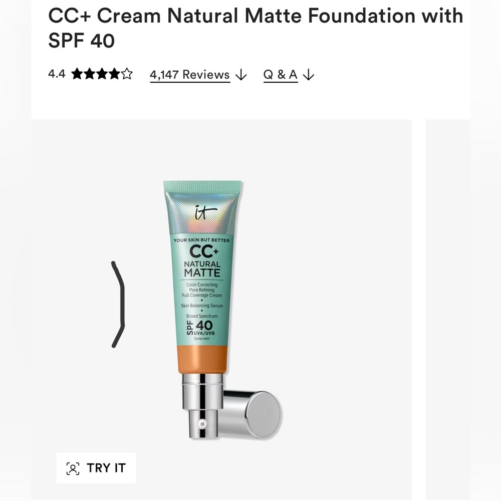 IT Cosmetics CC+ Rich- Matte Cream SPF 40